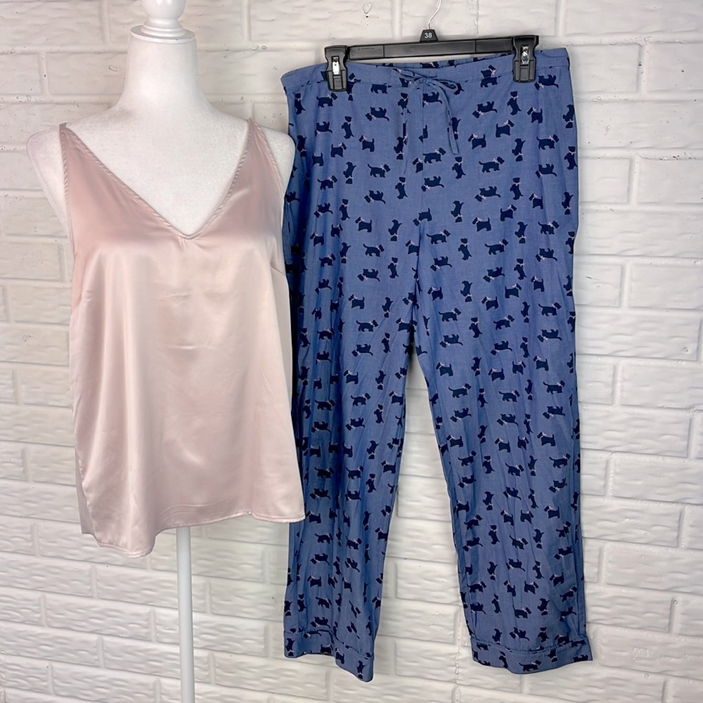 TALBOTS STARS ABOVE BUNDLE LOUNGE WEAR PINK BLUE DOGGIES SIZE S/M
